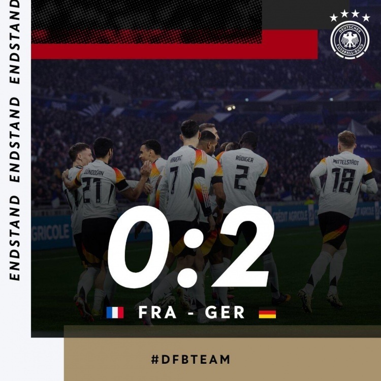 友谊赛-德国2-0法国 维尔茨前7秒世界波+启发克罗斯回传助攻